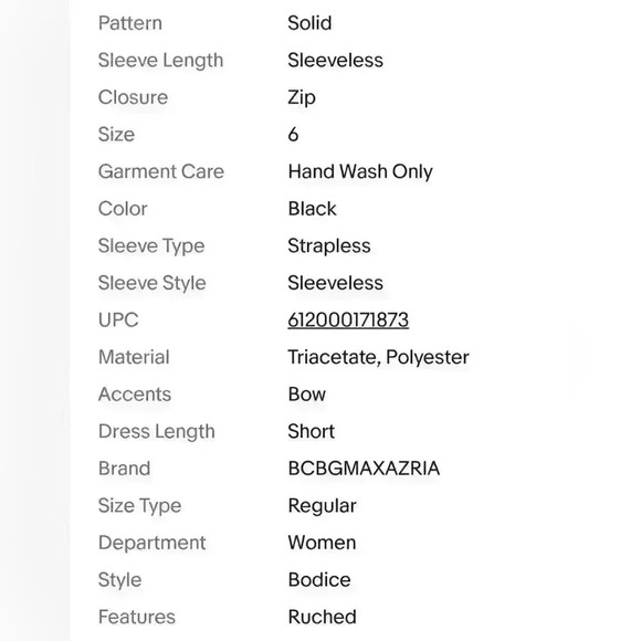 BCBGMAXAZRIA Sabrinna Strapless Black Crepe Ruched Bow Tie Dress, Size 6; $378 - Picture 13 of 13